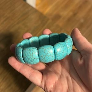 Aqua bangle bead bracelet